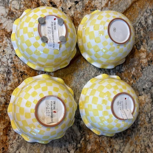 Hand Painted Yellow Checkered Bowls-Patti Cappell Design for Two’s Company - Picture 6 of 14